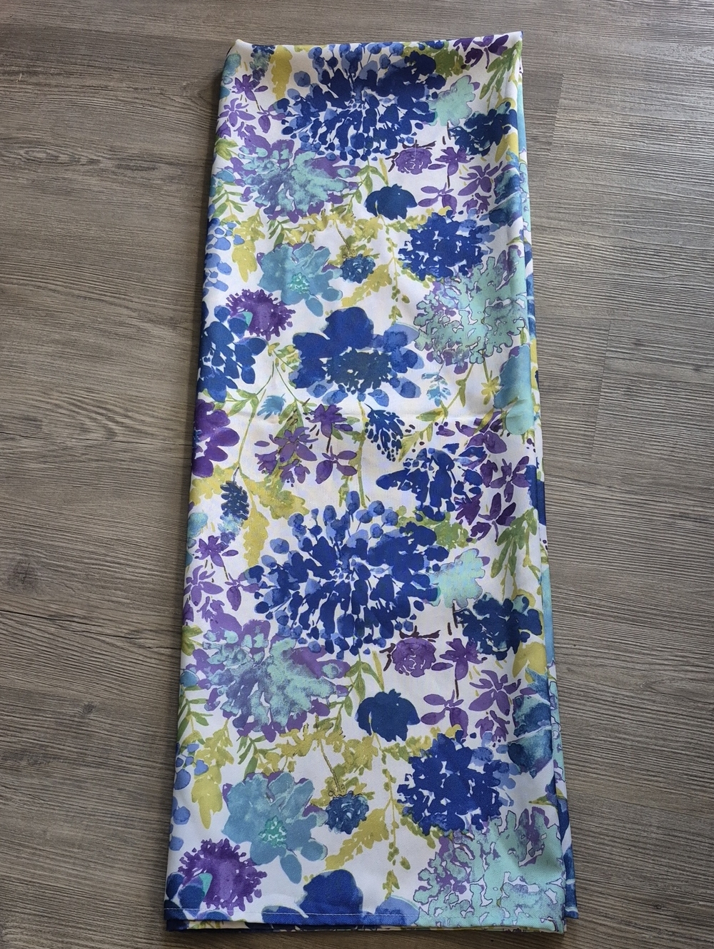 Fiesta Floral Tablecloth in Blue, Purple, Aqua, Yellow. Approx. 60x80